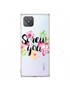 Coque Oppo Reno4 Z 5G Screw you Flower Fleur Transparente...