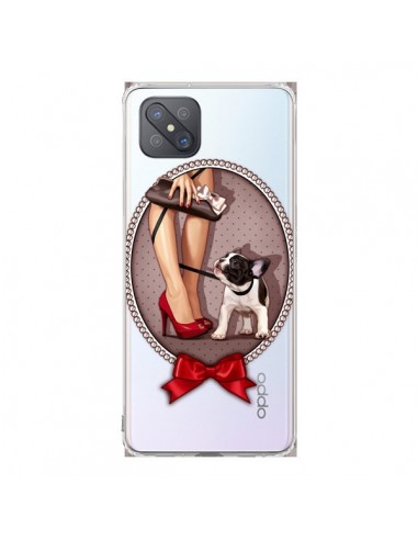 Coque Oppo Reno4 Z 5G Lady Jambes Chien Bulldog Dog Pois Noeud Papillon Transparente - Maryline Cazenave