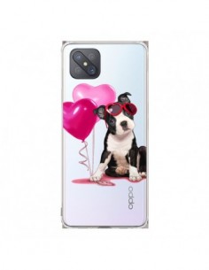 Coque Oppo Reno4 Z 5G Chien Dog Ballon Lunettes Coeur...