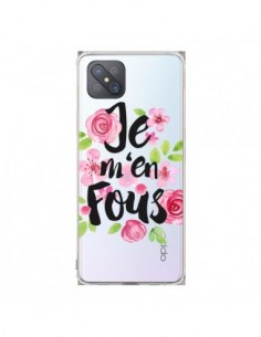 Coque Oppo Reno4 Z 5G Je M'en Fous Fleurs Transparente -...