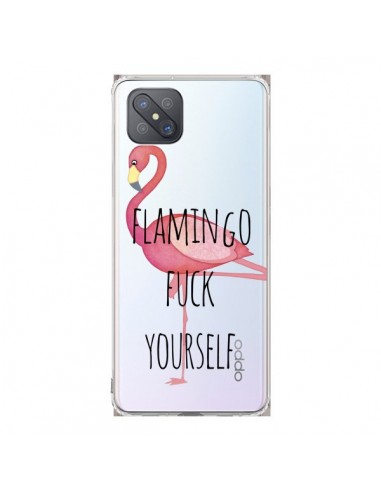 Coque Oppo Reno4 Z 5G Flamingo Fuck Transparente - Maryline Cazenave