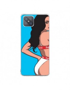 Coque Oppo Reno4 Z 5G Pop Art Femme Bleu - Mikadololo