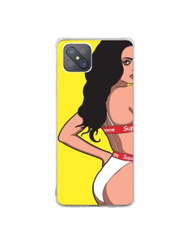 Coque Oppo Reno4 Z 5G Pop Art Femme Jaune - Mikadololo