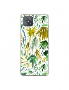 Coque Oppo Reno4 Z 5G Brushstrokes Tropical Palms Green -...