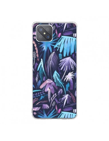 Coque Oppo Reno4 Z 5G Brushstrokes Tropical Palms Navy - Ninola Design