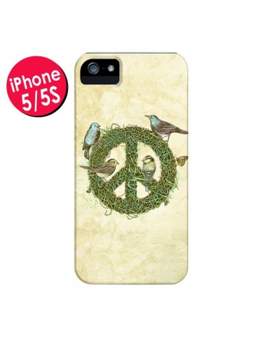 Coque Peace And Love Nature Oiseaux pour iPhone 5 et 5S - Rachel Caldwell