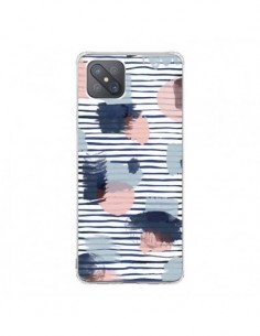Coque Oppo Reno4 Z 5G Watercolor Stains Stripes Navy -...