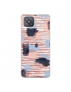 Coque Oppo Reno4 Z 5G Watercolor Stains Stripes Red -...