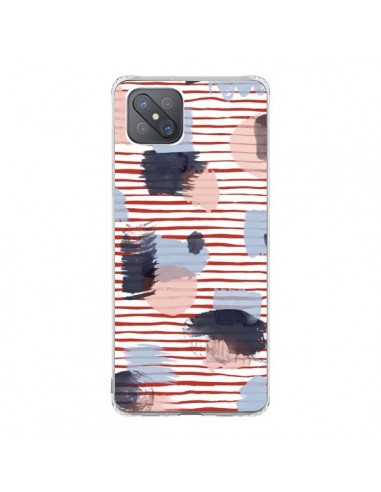 Coque Oppo Reno4 Z 5G Watercolor Stains Stripes Red - Ninola Design