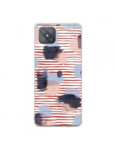 Coque Oppo Reno4 Z 5G Watercolor Stains Stripes Red - Ninola Design