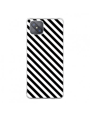 Coque Oppo Reno4 Z 5G Bonbon Candy Noire et Blanche Rayée - Nico