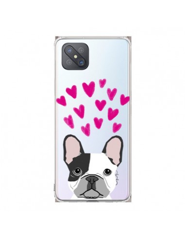 Coque Oppo Reno4 Z 5G Bulldog Français Coeurs Chien Transparente - Pet Friendly