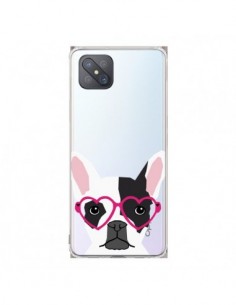 Coque Oppo Reno4 Z 5G Bulldog Français Lunettes Coeurs...