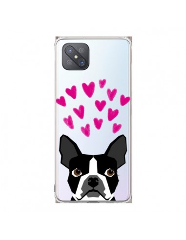 Coque Oppo Reno4 Z 5G Boston Terrier Coeurs Chien Transparente - Pet Friendly