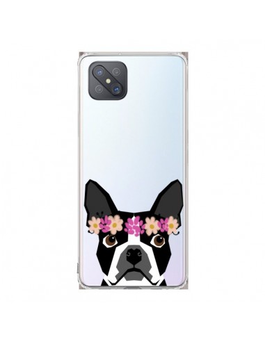 Coque Oppo Reno4 Z 5G Boston Terrier Fleurs Chien Transparente - Pet Friendly