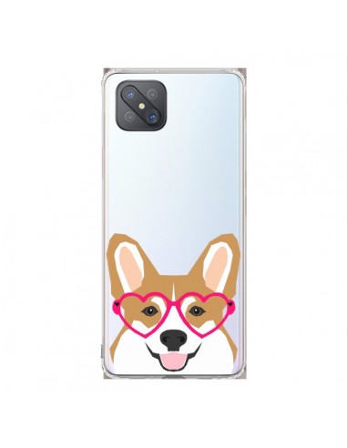 Coque Oppo Reno4 Z 5G Chien Marrant Lunettes Coeurs Transparente - Pet Friendly