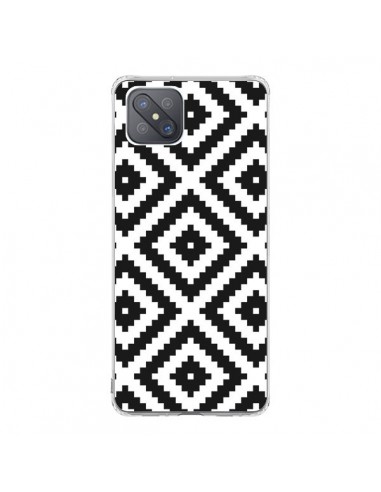 Coque Oppo Reno4 Z 5G Diamond Chevron Black and White - Pura Vida