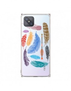 Coque Oppo Reno4 Z 5G Plume Feather Couleur Transparente...
