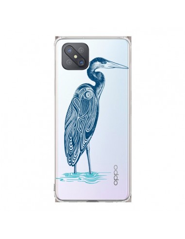 Coque Oppo Reno4 Z 5G Heron Blue Oiseau Transparente - Rachel Caldwell
