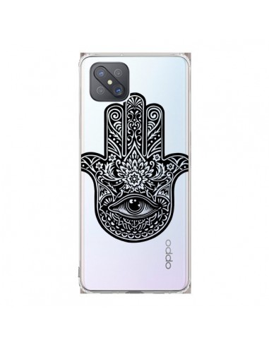 Coque Oppo Reno4 Z 5G Hamsa Cinq Doigts Main Mauvais Oeil Transparente - Rachel Caldwell