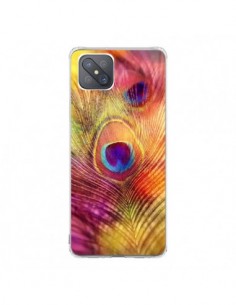 Coque Oppo Reno4 Z 5G Plume de Paon Multicolore - Sylvia...
