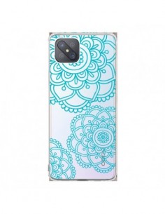Coque Oppo Reno4 Z 5G Mandala Bleu Aqua Doodle Flower...