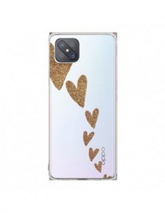 Coque Oppo Reno4 Z 5G Coeur Falling Gold Hearts...