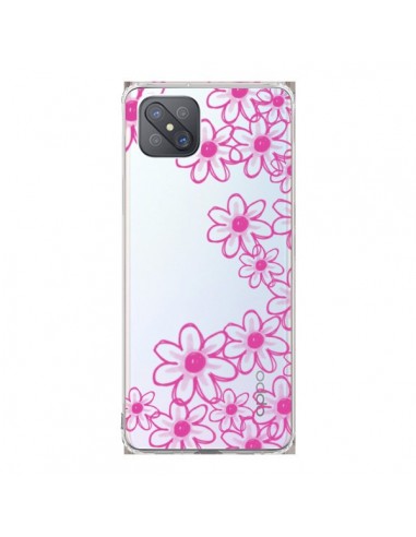 Coque Oppo Reno4 Z 5G Pink Flowers Fleurs Roses Transparente - Sylvia Cook