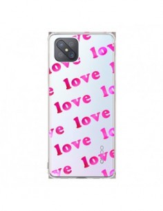 Coque Oppo Reno4 Z 5G Pink Love Rose Transparente -...
