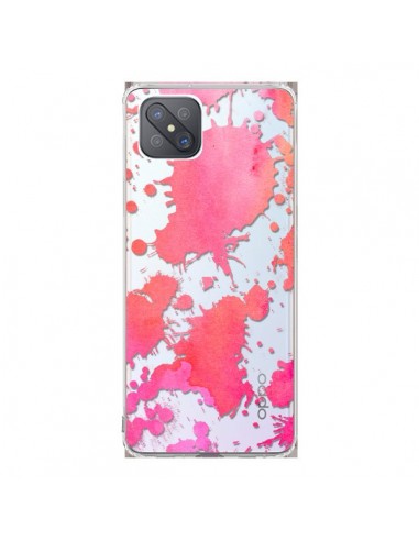 Coque Oppo Reno4 Z 5G Watercolor Splash Taches Rose Orange Transparente - Sylvia Cook