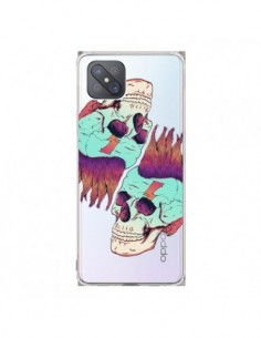 Coque Oppo Reno4 Z 5G Tête de Mort Crane Punk Double...