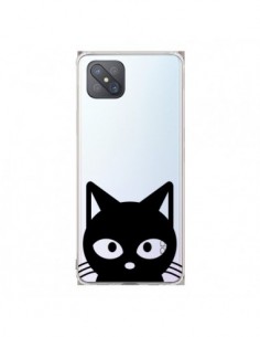 Coque Oppo Reno4 Z 5G Tête Chat Noir Cat Transparente -...