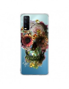 Coque Vivo Y20S Skull Flower Tête de Mort Transparente -...