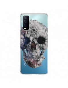 Coque Vivo Y20S Floral Skull Tête de Mort Transparente -...