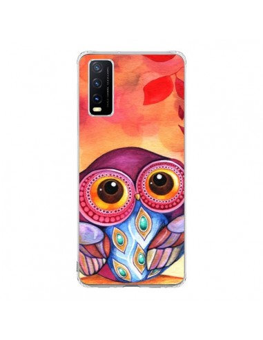 Coque Vivo Y20S Chouette Feuilles Automne - Annya Kai