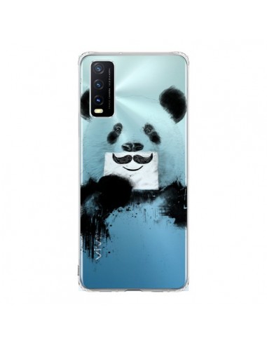 Coque Vivo Y20S Funny Panda Moustache Transparente - Balazs Solti