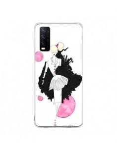 Coque Vivo Y20S Demoiselle Femme Fashion Mode Rose - Cécile