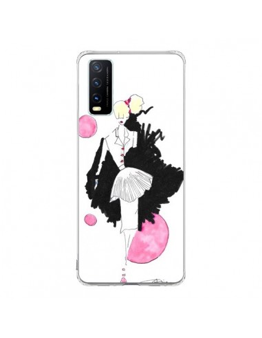 Coque Vivo Y20S Demoiselle Femme Fashion Mode Rose - Cécile