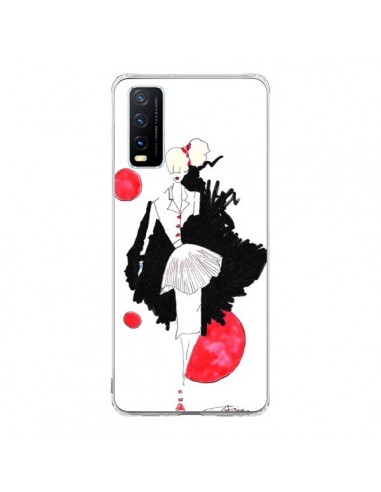 Coque Vivo Y20S Demoiselle Femme Fashion Mode Rouge - Cécile