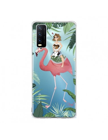 Coque Vivo Y20S Lolo Love Flamant Rose Chien Transparente - Chapo