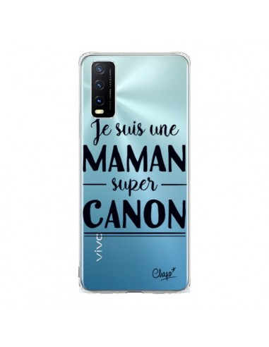 Coque Vivo Y20S Je suis une Maman super Canon Transparente - Chapo