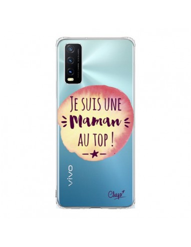 Coque Vivo Y20S Je suis une Maman au Top Orange Transparente - Chapo