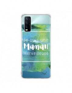 Coque Vivo Y20S Je suis une Maman Merveilleuse Bleu Vert...