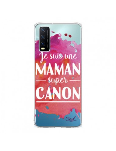 Coque Vivo Y20S Je suis une Maman super Canon Rose Transparente - Chapo