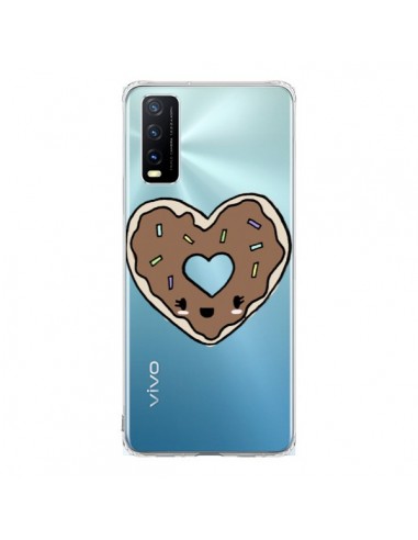 Coque Vivo Y20S Donuts Heart Coeur Chocolat Transparente - Claudia Ramos