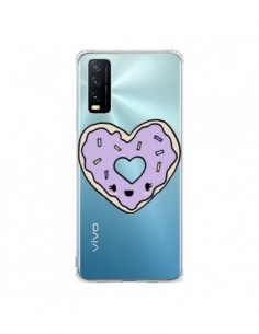 Coque Vivo Y20S Donuts Heart Coeur Violet Transparente -...