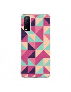 Coque Vivo Y20S Azteque Triangle Rose Vert - Eleaxart
