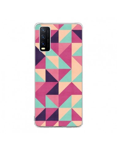 Coque Vivo Y20S Azteque Triangle Rose Vert - Eleaxart