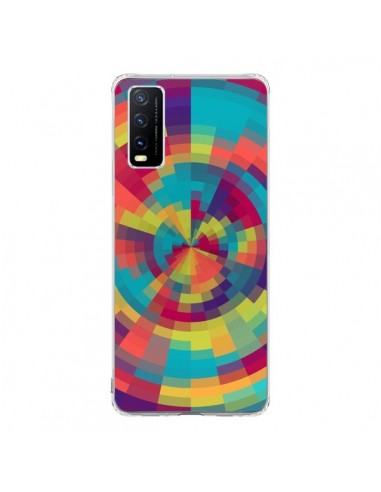 Coque Vivo Y20S Spirale de Couleurs Rouge Vert - Eleaxart