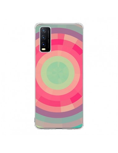 Coque Vivo Y20S Spirale de Couleurs Rose Vert - Eleaxart